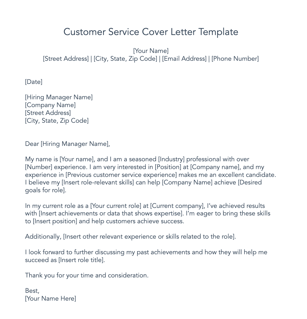 customer service cover letter nz